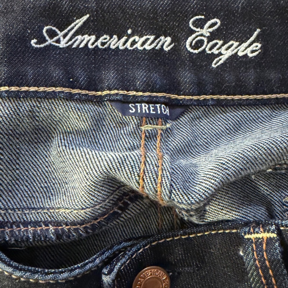 American Eagle Artist Jeans Womens 8 Regular Dark Wash Stretch Denim Flare Blue - Picture 3 of 9